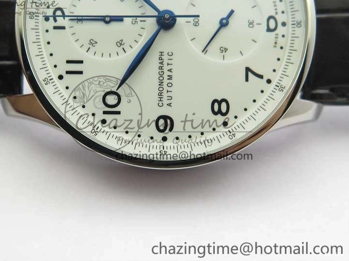 MIROTIME 0325 WeatherProof Portugieser Chronograph Edition “150 Years” IW371602 ZF 1:1 Best Edition White Dial on Black Leather Strap A7750 (Slim Movement) 7120